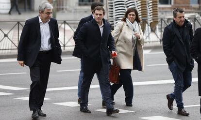 El presidente de Ciudadanos Albert Rivera a su llegada este mi&eacute;rcoles a la reuni&oacute;n de la Ejecutiva Nacional del partido en Madrid.  