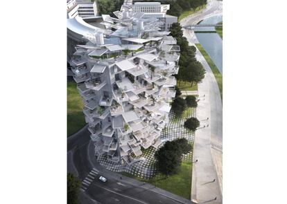 Esta "árvore branca", localizada em Montpellier, é uma torre de 17 andares com um design cuidadoso projetado para promover a versatilidade de usos e economia de energia. Terá uma finalidade residencial, mas além de 110 apartamentos também abrigará escritórios, uma galeria de arte e um restaurante e bar panorâmico. Espera-se também que seus terraços sejam cobertos de vegetação exuberante, ampliando seu impacto visual. É o resultado de uma iniciativa local destinada a renovar a tradição das loucuras arquitectónicas (caprichos) dos séculos XVIII e XIX.