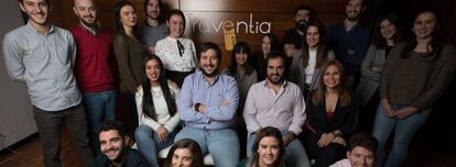 El equipo de Traventia, en sus oficinas en Madrid.