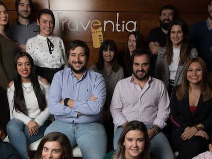 El equipo de Traventia, en sus oficinas en Madrid. 