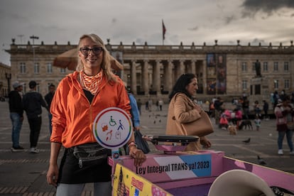 Valeria Bonilla en la Plaza de Bolívar de Bogotá.