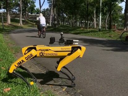 Singapur emplea a un robot para ordenar a los ciudadanos que mantengan la distancia de seguridad