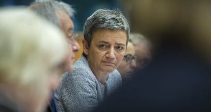 La comisaria de Competencia, Margrethe Vestager, en la Euroc&aacute;mara.