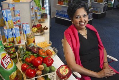 Indra K. Nooyi, presidenta y consejera delegada de PepsiCo, durante una visita reciente a Barcelona.