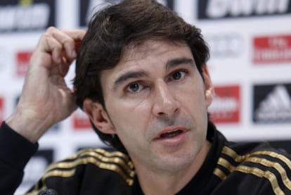 Aitor Karanka en la rueda de prensa antes del partido Valencia-Real Madrid.