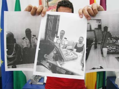Tres fotos hechas por una interna durante una de las supuestas fiestas en el centro de internamiento de extranjeros de Málaga.