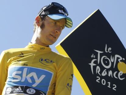 Wiggins, en el podio del Tour de 2012.