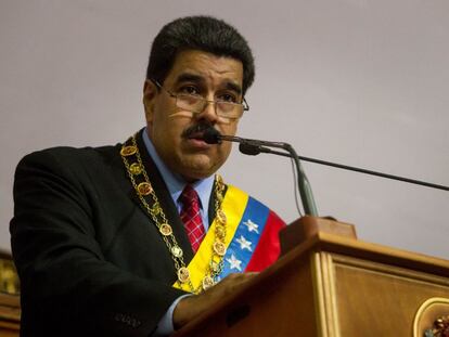 El presidente de Venezuela, Nicolás Maduro, durante un discurso en la Asamblea.