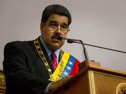 President Nicolás Maduro addresses the National Assembly on January 15.