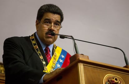 El presidente de Venezuela, Nicolás Maduro, durante un discurso en la Asamblea.