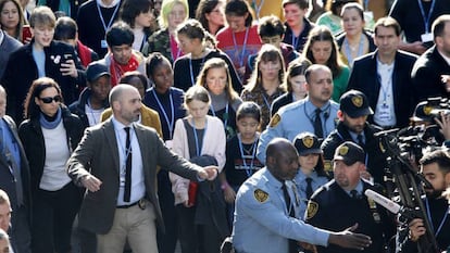 Greta Thunberg at the headquarters of the climate change summit in Madrid.