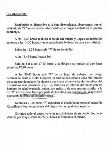 Parte del seguimiento a Prada el 20 de mayo de 2008.