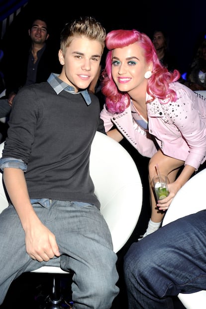 Justin Bieber y Katy Perry en los MTV Euro Music Awards en 2011.