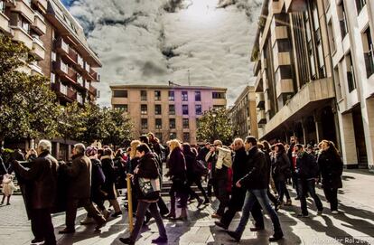Los manifestantes por las calles de Valladolid. Foto cedida por la abogada, Victoria Hernando. 
