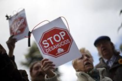 Una protesta contra los desahucios en Madrid. 