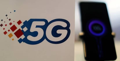 Símbolo del 5G en un establecimiento comercial