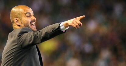 Guardiola, durante el &uacute;ltimo partido ante el Betis.