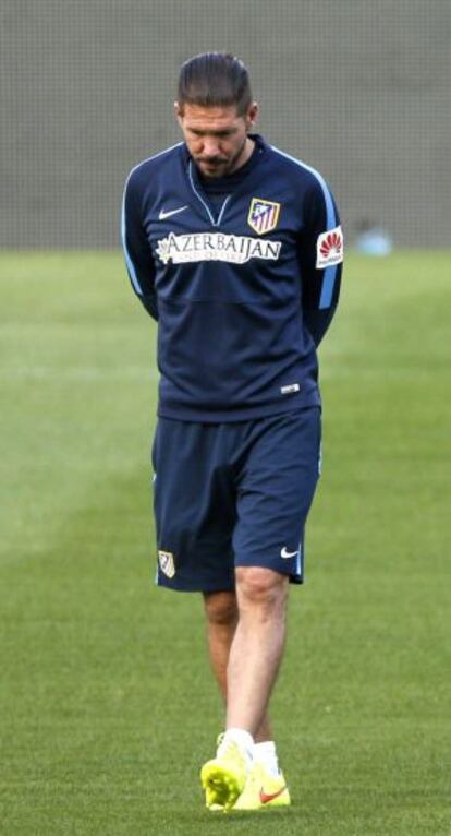 Simeone, durante el último entrenamiento