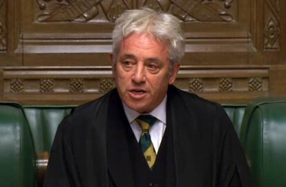 El speaker de la Cámara de los Comunes, John Bercow, este lunes en Westminster