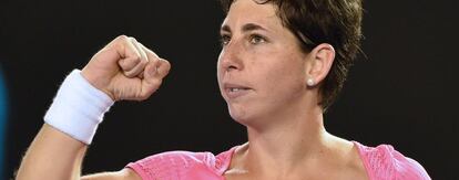 Carla Suárez celebra su triunfo ante Gavrilova.