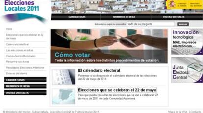 La página web del Ministerio del Interior para las elecciones del 22-M.