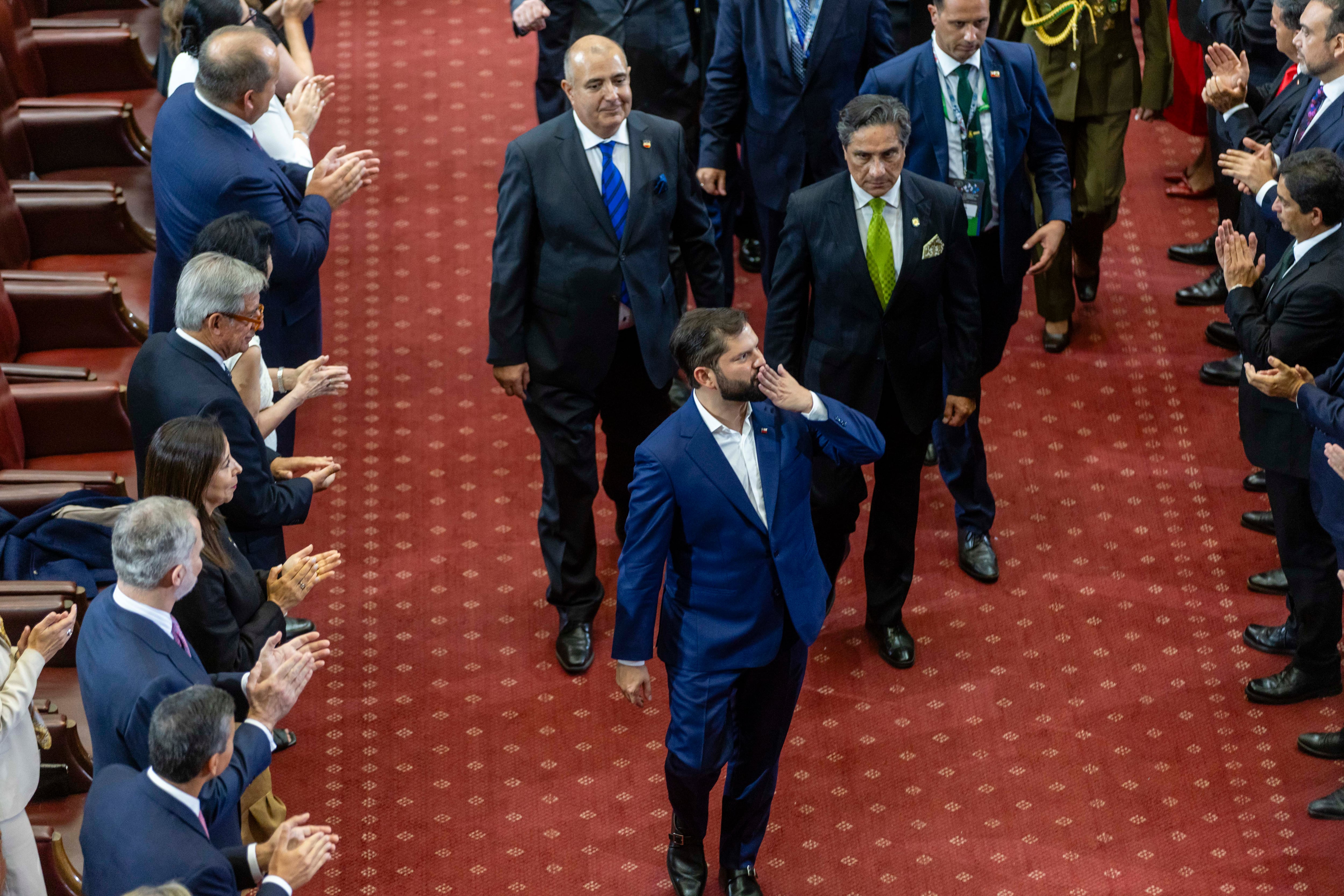 Gabriel Boric tras el cambio de mando, en el Congreso Nacional.