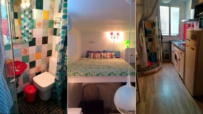 Imágenes del minipiso que se alquilaba por 700 euros en Lavapiés.