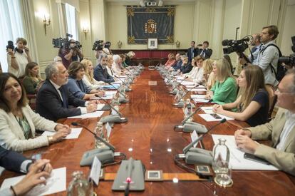 Reunion de representantes del Observatorio contra la Violencia Domestica y de Género en el Consejo General Poder Judicial, este martes. 