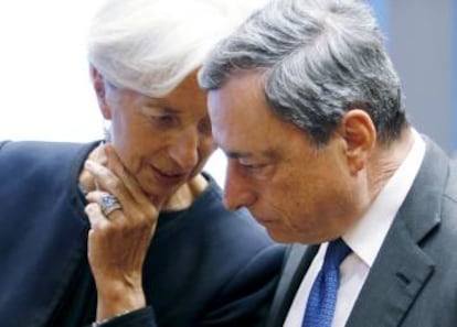 La directora del FMI, Christine Lagarde, que sucederá al presidente del BCE, Mario Draghi. 