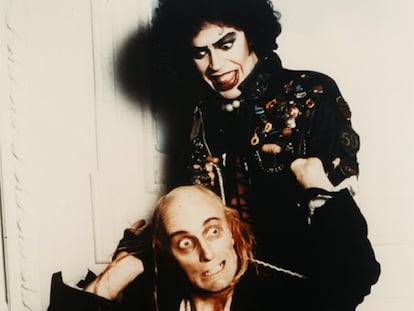 Tim Curry (arriba) y Richard O&#39;Brien, en <i>The Rocky Horror Picture Show.</i>