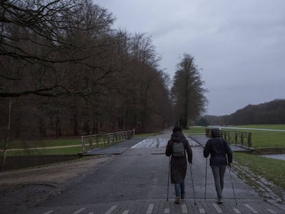 Dos personas pasean por el parque de Tervuren, al este de Bruselas, a mediados de este mes.