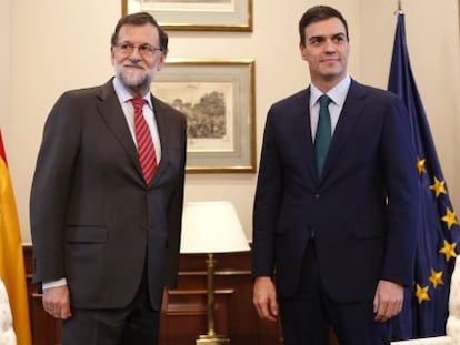 Imagen de archivo de la &uacute;ltima reuni&oacute;n de Rajoy y Pedro S&aacute;nchez en el Congreso. 