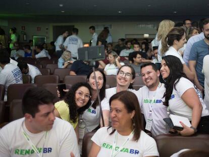 Participantes en el encuentro del movimiento RenovaBR, que forma a futuros políticos en Brasil, celebrado en São Paulo.