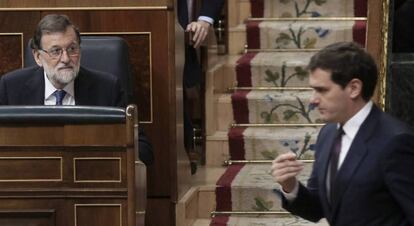 Mariano Rajoy y Albert Rivera, en el Congreso, el pasado marzo. 