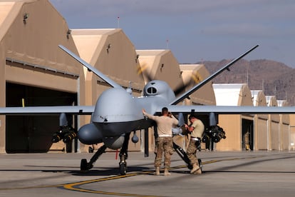 Un dron de la Fuerza Aérea de Estados Unidos en el aeropuerto de Kandahar (Afganistán).