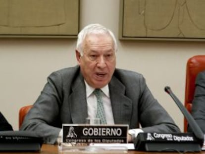 Margallo, en su comparecencia ante la Comisión de Asuntos Exteriores del Congreso.