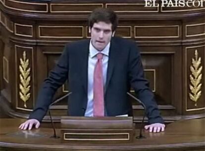 Javier Borderías, durante su comentario desde la tribuna del Congreso.