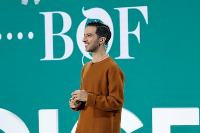 Imran Amed, director and founder of the BoF (the Business of Fashion), during his presentation at BoF VOICES 2023. 