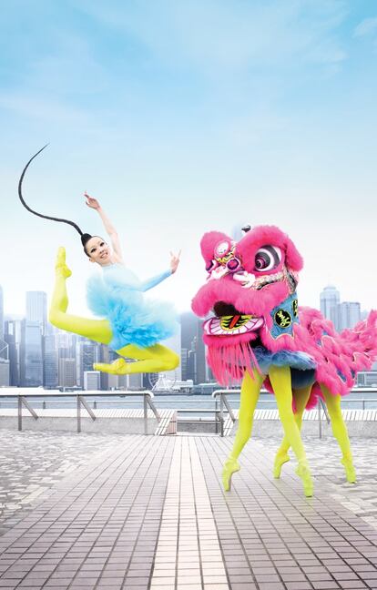 Imagen elegida para el cartel del 40 aniversario del Ballet de Hong Kong en la que se une la tradición con lo contemporáneo.