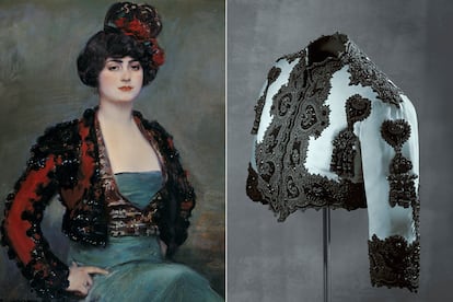 Balenciaga y la pintura española. El Museo Thyssen de Madrid vuelve apostar por la unión de moda y pintura, como ya hiciera el año pasado al explorar la relación de Sorolla con la indumentaria de su tiempo. Ahora el enfoque no parte de un pintor, sino de un modista, Balenciaga. Las creaciones del guipuzcoano, uno de los mayores exponentes de la alta costura, se mostrarán rodeadas de cuadros españoles que van del siglo XVI al XX. Eloy Martínez de la Pera es el comisario de la muestra, que incide en cómo Cristóbal Balenciaga recurría al arte para buscar inspiración, en colores y tejidos. En la imagen, Julia, c. 1915, de Ramón Casas, y chaqueta corta de terciopelo de seda azul y decoración de mostacillas y cordones negros de Balenciaga. Del 18 de junio al 22 de septiembre.