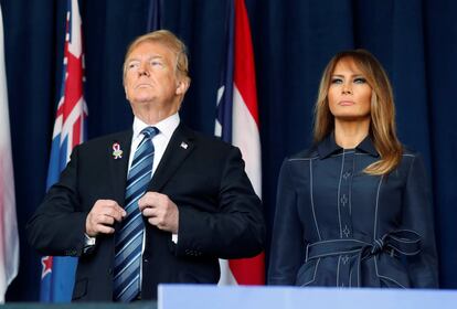 El presidente de EE UU, Donald Trump, y la primera dama, Melania Trump, participan en la 17 ° celebración anual del 11 de septiembre en el Monumento Nacional Flight 93, cerca de Shanksville, Pensilvania.