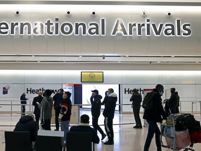 The arrivals hall at Heathrow Airport in London.