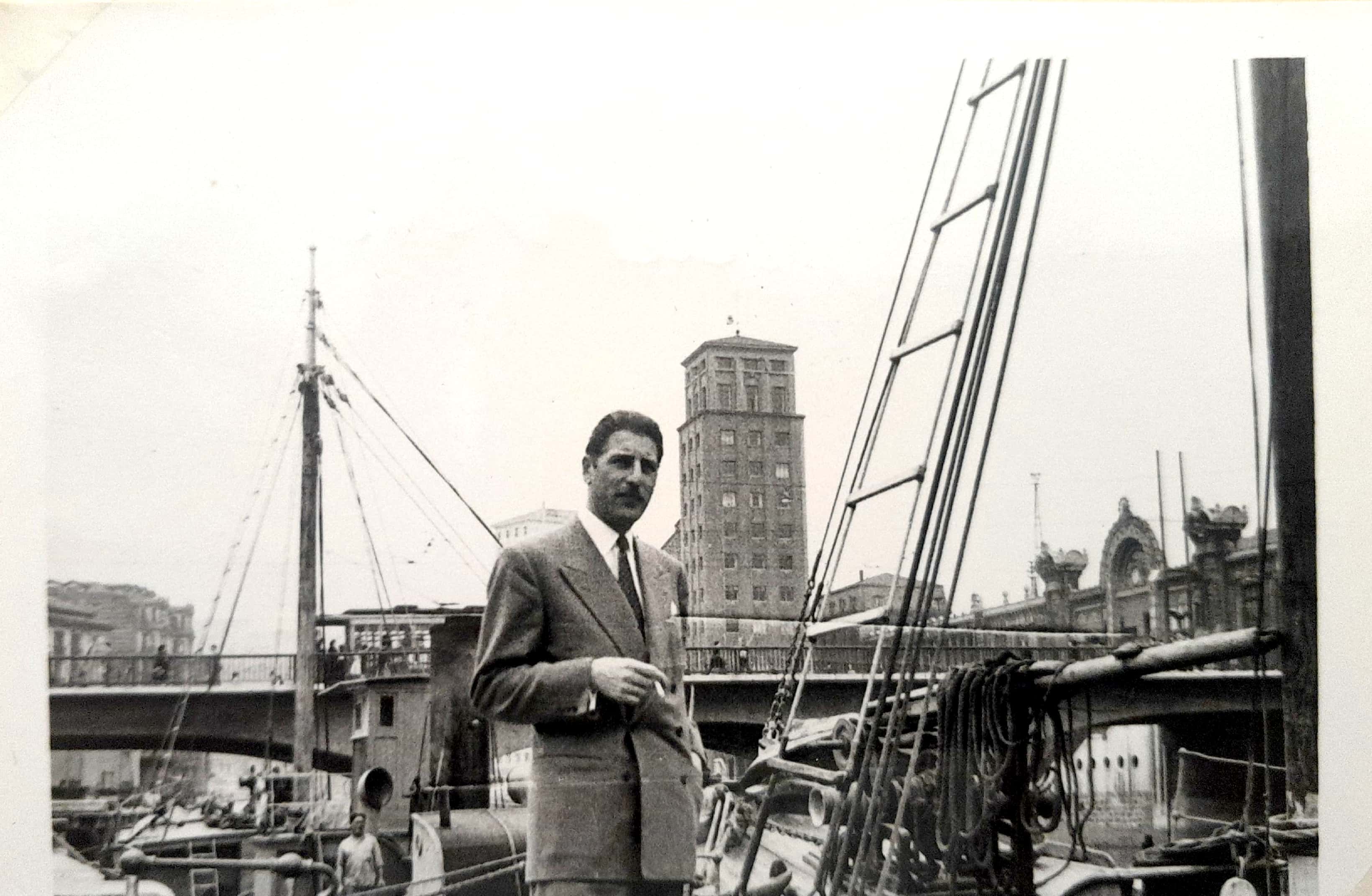 Georges Rivara en Bilbao, durante una de sus misiones comerciales a mediados de los años cincuenta.
