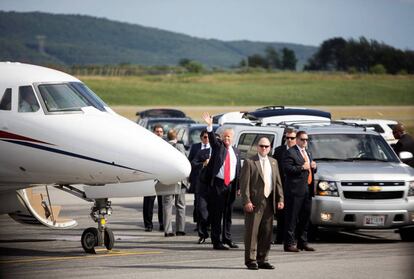 Donald Trump llega a Altoona (Pensilvania) el 12 de agosto.