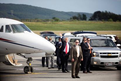 Donald Trump llega a Altoona (Pensilvania) el 12 de agosto. 