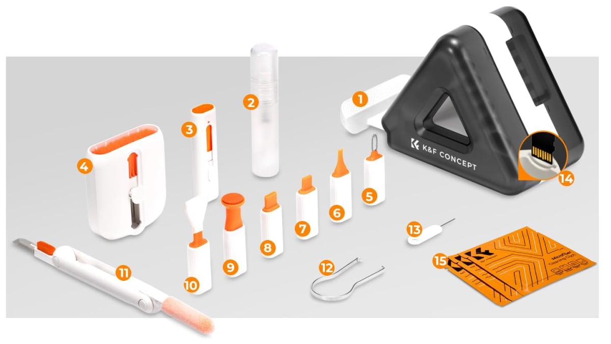Kit limpiador para el móvil que también sirve como soporte.