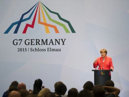 La cancellera alemanya Angela Merkel, aquest dilluns a Elmau.