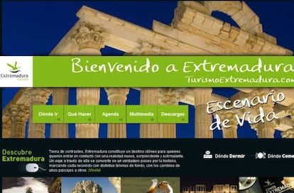 Actual web de Turismo de Extremadura