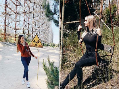 Dos de las imágenes que pueden encontrarse buscando por ubicación 'Chernobyl' en Instagram.