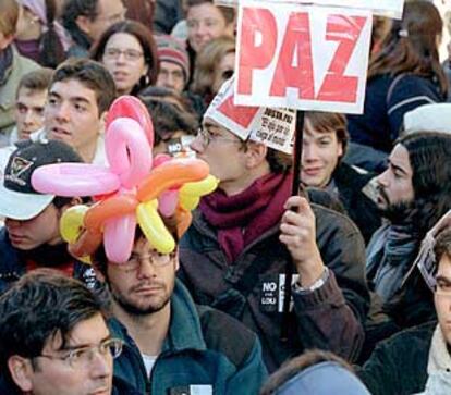 Estudiantes en la manifestación de Madrid contra la ley universitaria.